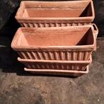 6 rechthoekige bloempotten in terra cotta., Tuin en Terras, Ophalen, Gebruikt