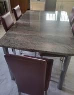 Table en marbre + chaises en cuir véritable, Ophalen