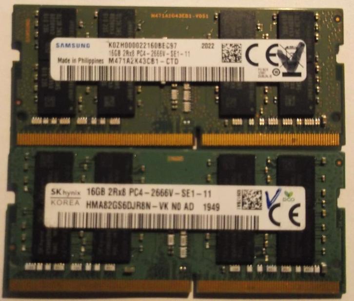 16 Gb DDR4-natrium op 2666 Mhz, Computers en Software, RAM geheugen, Laptop, 16 GB, DDR4, Ophalen of Verzenden