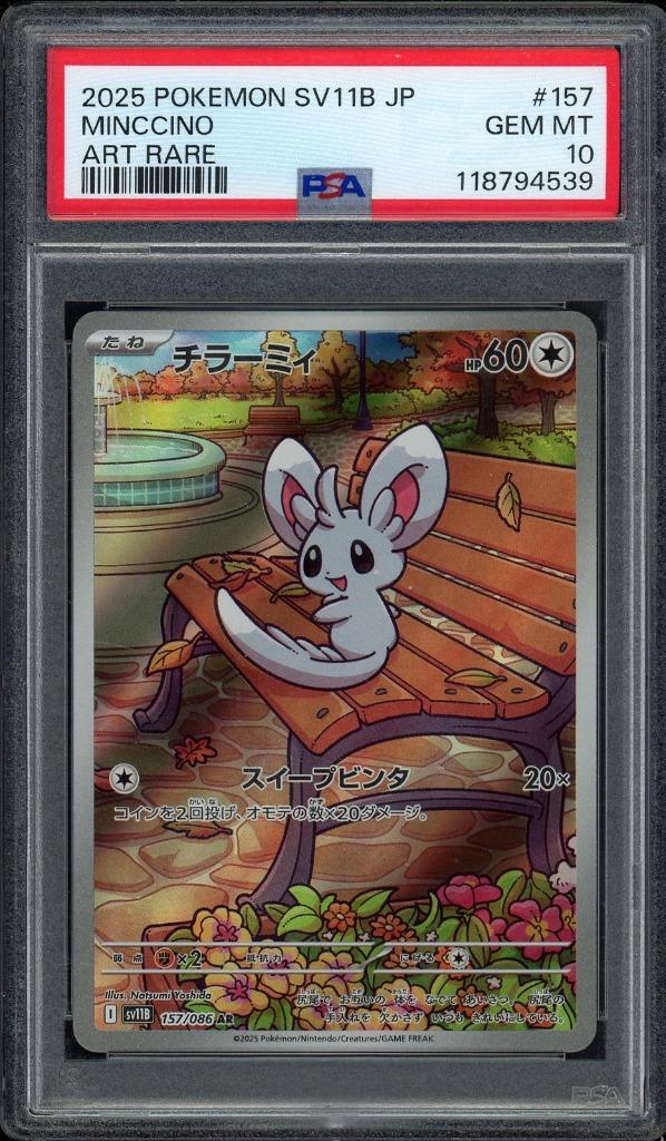 Minccino [Art Rare] PSA 10 - 157/086 - Japanese Black Bolt, Hobby en Vrije tijd, Verzamelkaartspellen | Pokémon, Zo goed als nieuw