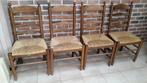 eiken stoelen, rustiek, Huis en Inrichting, Stoelen, Rustiek, retro, Vier, Gebruikt, Hout