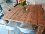 8 stoelen + eettafel steigerhout, Huis en Inrichting, Gebruikt, Ophalen