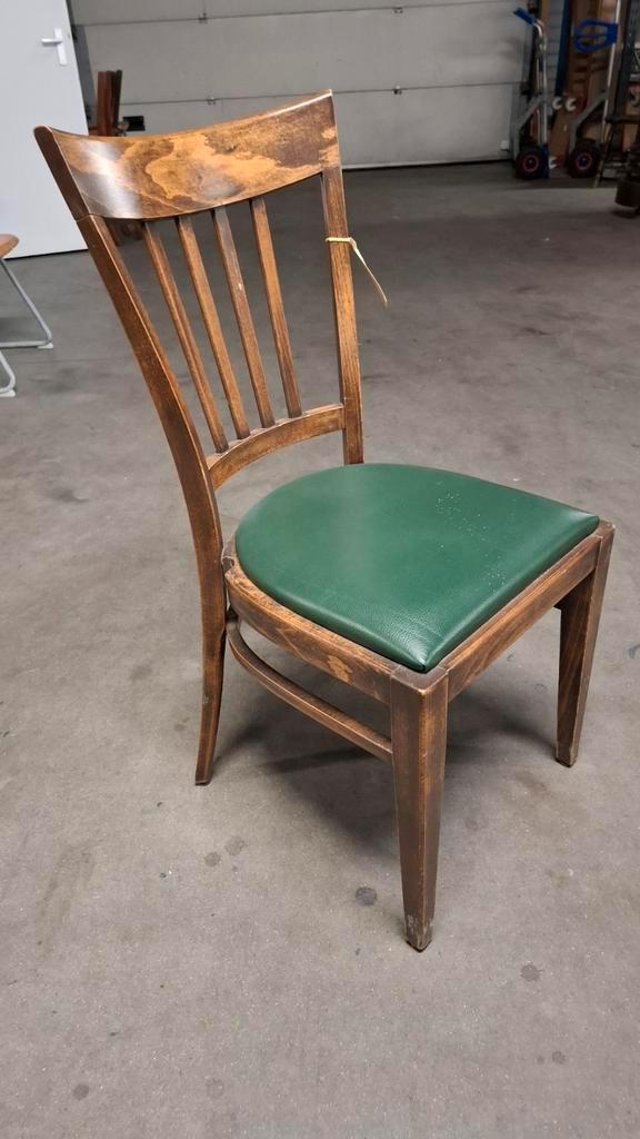 28 cafe horeca bistro TON orgineel stapelbaar vintage hout!, Huis en Inrichting, Stoelen, Hout, Leer, Bruin, Ophalen of Verzenden