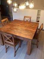 Teak tafel met 4 stoelen, Huis en Inrichting, Ophalen, Zo goed als nieuw