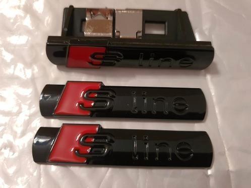 Set van 3 Audi SLine spatbord+grill logos>chroom/glans zwart, Auto-onderdelen, Klein materiaal, Audi, Nieuw, Ophalen of Verzenden
