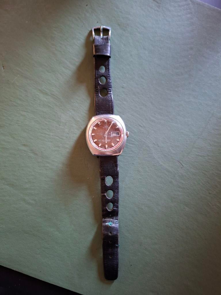 Montre vintage automatique Glycine, Bijoux, Sacs & Beauté, Cuir