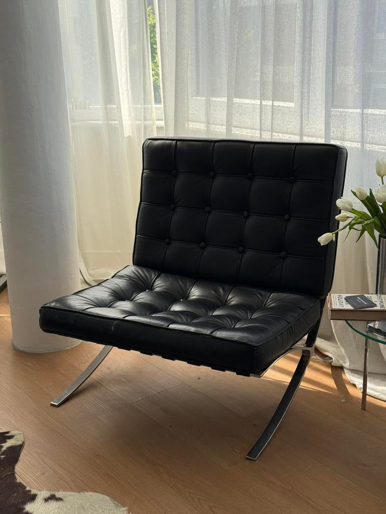 Fauteuil style Barcelona brutaliste, Maison & Meubles, Enlèvement, Utilisé