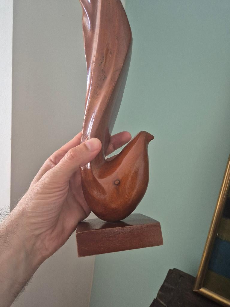 Sculpture scandinave oiseau / Bois sur socle, Enlèvement, Sur socle, Bois, Oiseau
