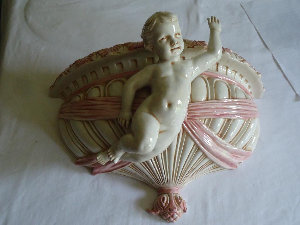 Vintage bloempot porselein Italy engel art deco art nouveau, Ophalen of Verzenden