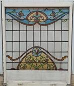 Authentiek Art Nouveau glas-in-lood raam, Ophalen, Gebruikt