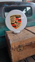 Glazen benzinepomp globe Porsche logo benzine pomp decoratie, Verzamelen, Ophalen of Verzenden, Zo goed als nieuw, Lichtbak of (neon) lamp