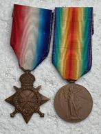 Medaille, Groot-Brittannië 1914-15 STAR + VICTORY medal, WO1, Ophalen of Verzenden, Landmacht, Lintje, Medaille of Wings
