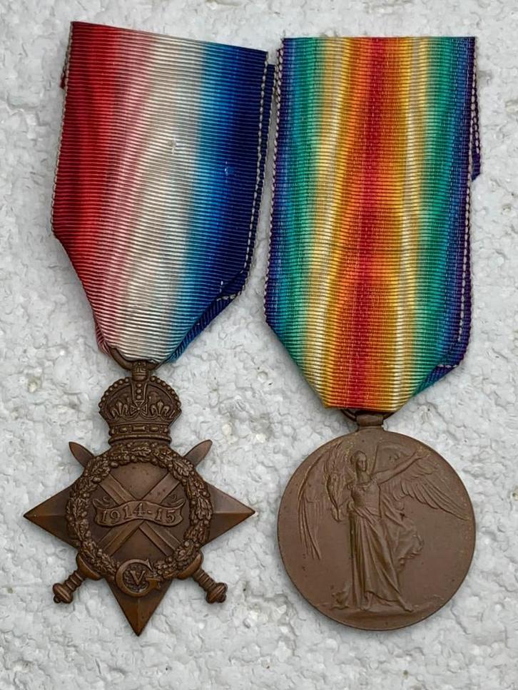 Medaille, Groot-Brittannië 1914-15 STAR + VICTORY medal, WO1, Verzamelen, Militaria | Algemeen, Landmacht, Lintje, Medaille of Wings