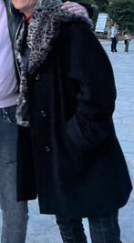 Menuetto : zwart jas mantel (cashmère/wol) nepbont kraag , L, Menuetto, Zwart, Maat 42/44 (L), Ophalen of Verzenden
