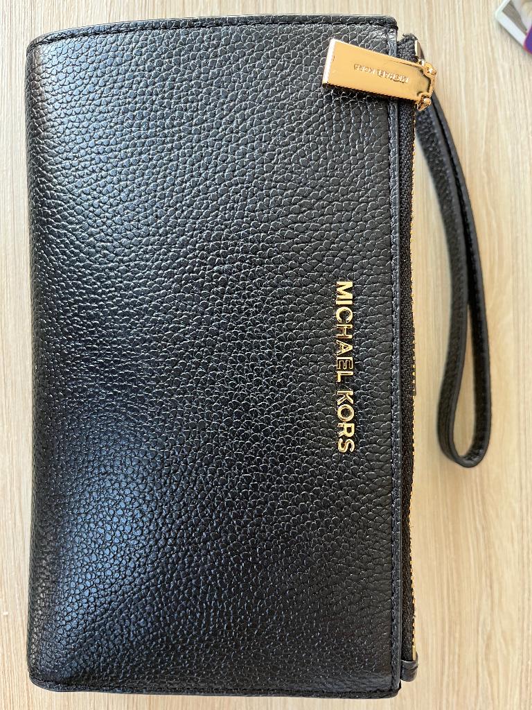 Michael Kors portefeuille, Zwart, Zo goed als nieuw, Leder, Ophalen