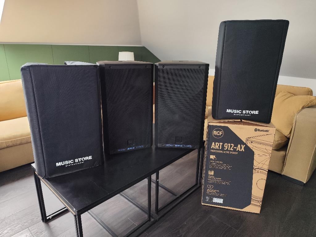 Set RCF ART 912-AX Bluetooth + covers NIEUWSTAAT !!!, Audio, Tv en Foto, Luidsprekerboxen, Zo goed als nieuw, Front, Rear of Stereo speakers