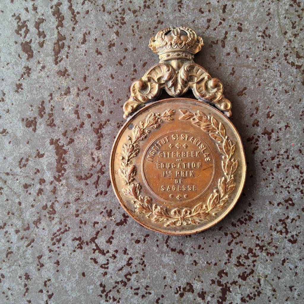 Medaille Institut Stanislas Etterbeek in brons, Ophalen of Verzenden, Brons