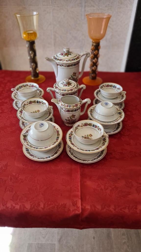 Limoges service à thé 12 pers porcelaine vintage, Antiquités & Art