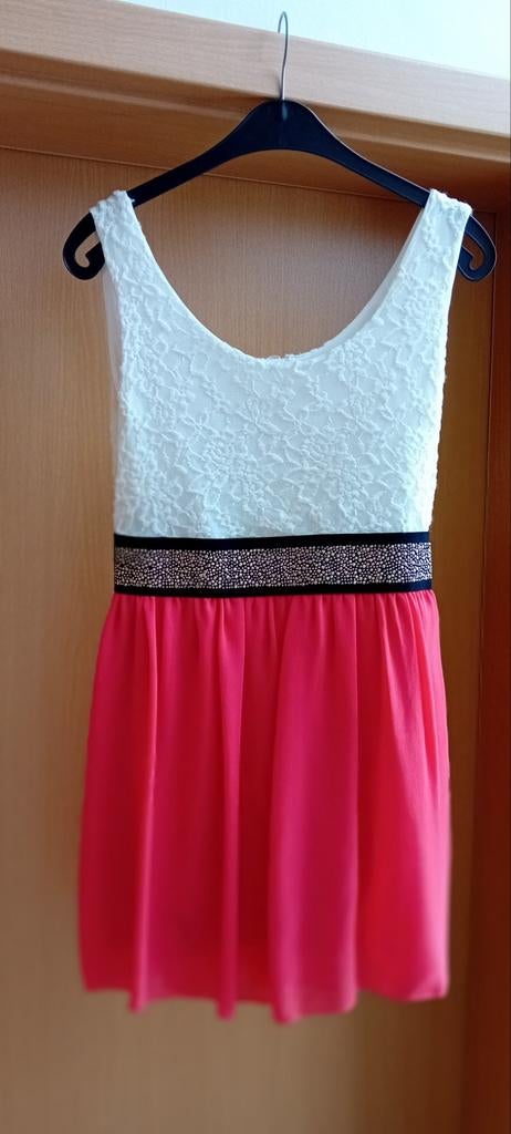 Robe sans manche écru et saumon.  Taille 36/38, Enlèvement ou Envoi, Sans marque, Comme neuf, Blanc