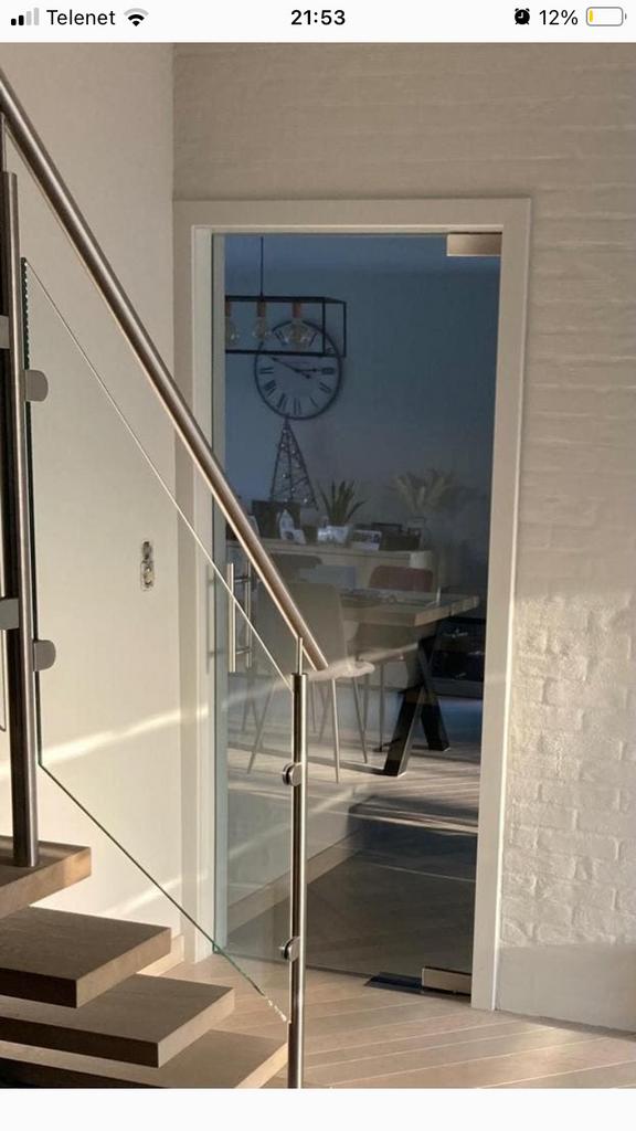 Glazen deur (pivot deur), Ophalen, Gebruikt, Glas