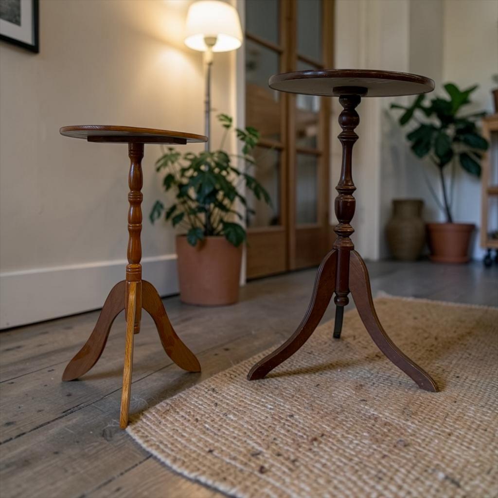 vintage houten sierlijke bijzettafel / sidetable / staander, Ophalen