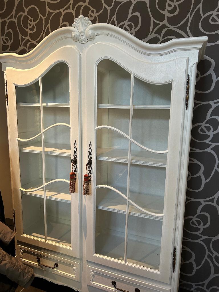 Mooie witte geschilderde eiken kast, 25 à 50 cm, Avec tablette(s), Utilisé, Chêne