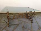 Table basse en fer forgé avec plateau en verre – 85 cm, Antiquités & Art, Enlèvement