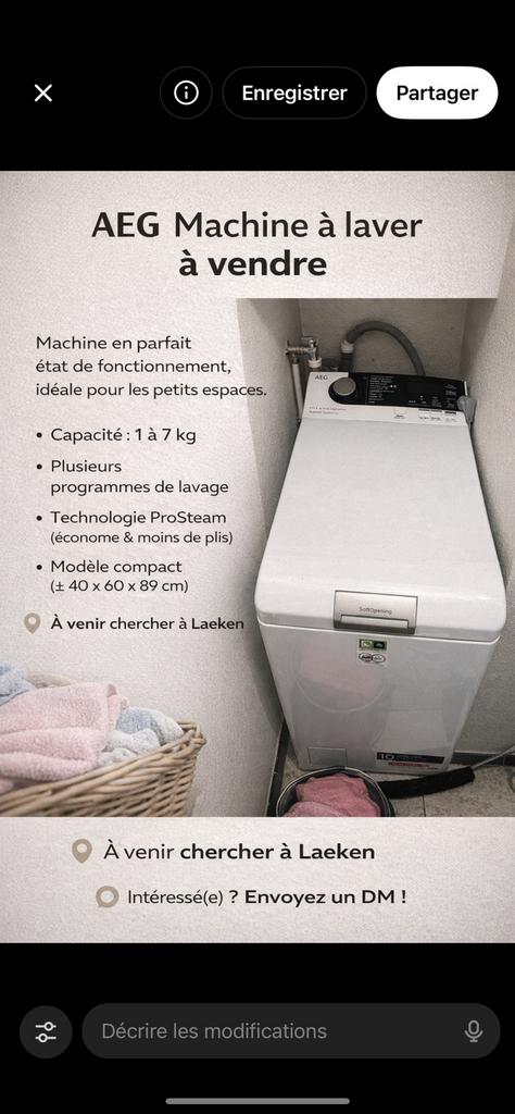 Machine à laver AEG 7000 Series Lavamat – à vendre, Electroménager, Enlèvement, Comme neuf