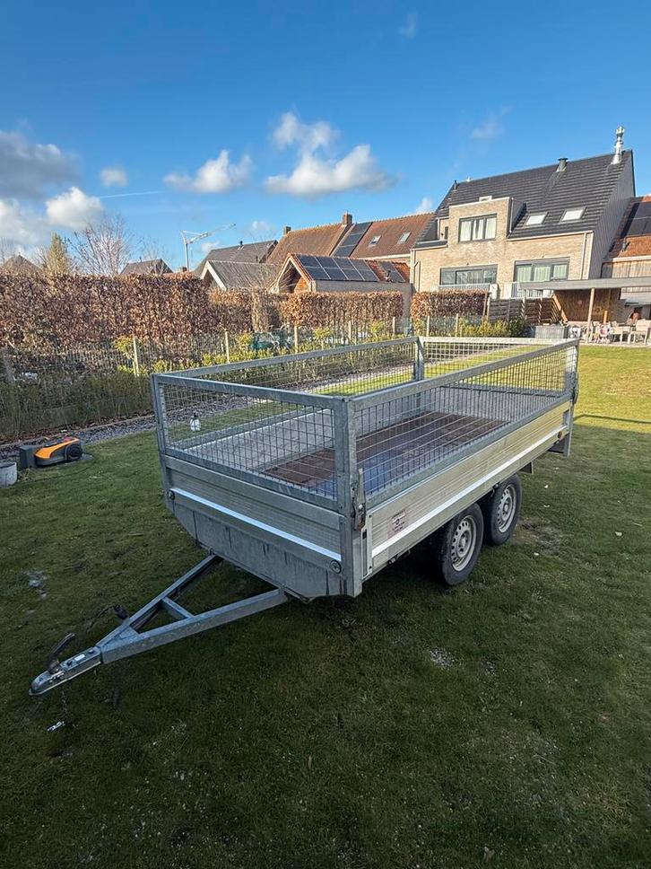 Remorque à double essieu avec filet 300x155, Autos : Divers, Remorques, Comme neuf, Enlèvement