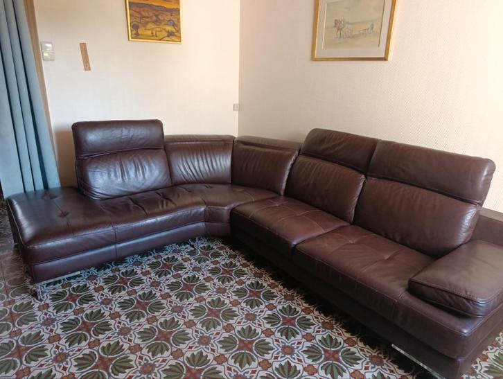 Hoeksalon leder 280 x 230cm, Maison & Meubles, Canapés | Coins salons complets, Enlèvement