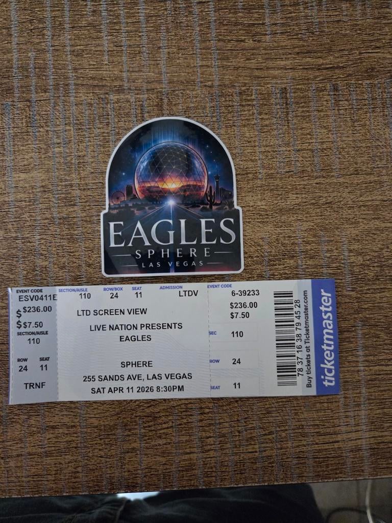 Objet de collection The Eagles, Tickets & Billets, Billets & Tickets Autre