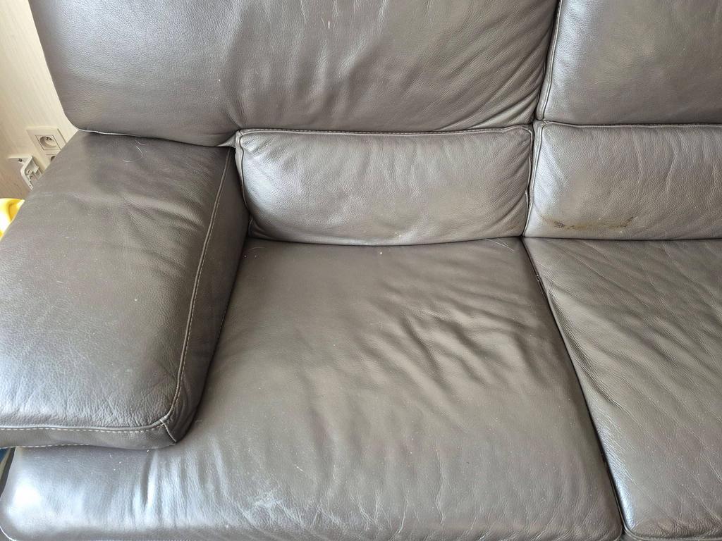 Lederen 3-zit met 2elektrische relaxen, Maison & Meubles, Canapés | Salons, Trois personnes, Banc droit, Enlèvement, Utilisé