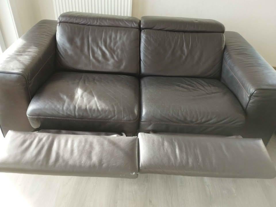 2 zit relax en 3 zit echt leder, Ophalen, Gebruikt, 150 tot 200 cm, Rechte bank