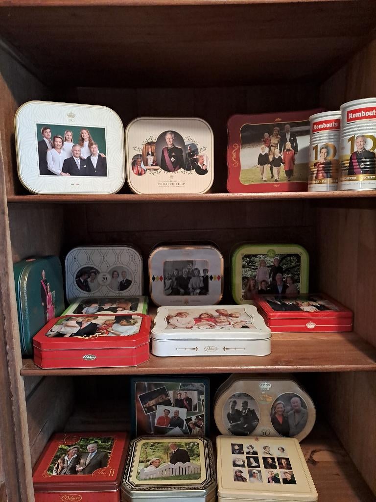 boîtes Delacre Rois des Belges  + ou - 18s et autres, Collections, Boîte en métal, Enlèvement, Utilisé, Biscuits, Autres marques
