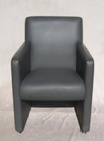 Vier (4) lederen stoelen op wieltjes in muisgrijs/bruinig., Enlèvement, Quatre