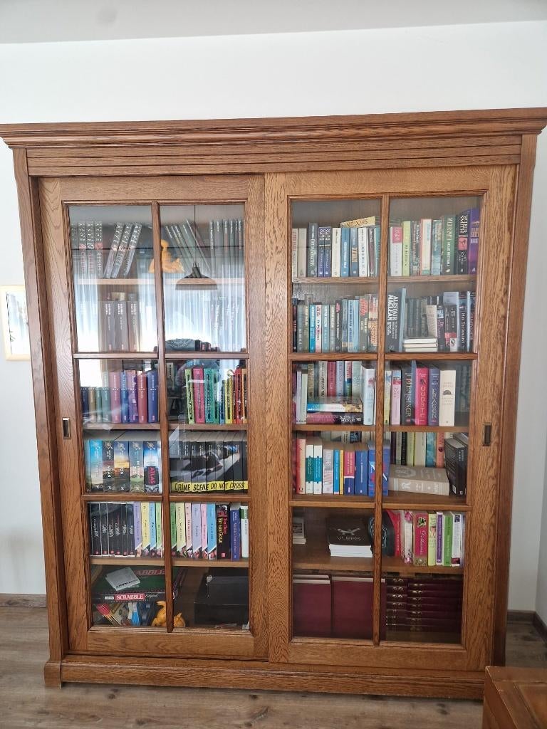 Boekenkast Eik, Ophalen, Glas, Gebruikt, 200 cm of meer