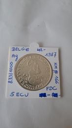 Belgie 5 ECU 1987 AG topmuntje, Ophalen of Verzenden