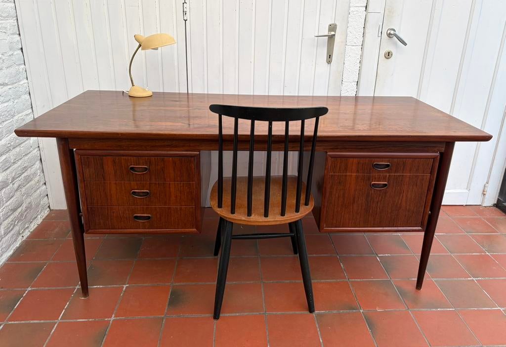 Bureau vintage V-form, oswald vermaercke palisandre, Maison & Meubles, Bureaux, Utilisé, Moderne, Bois, Espace de rangement, Enlèvement