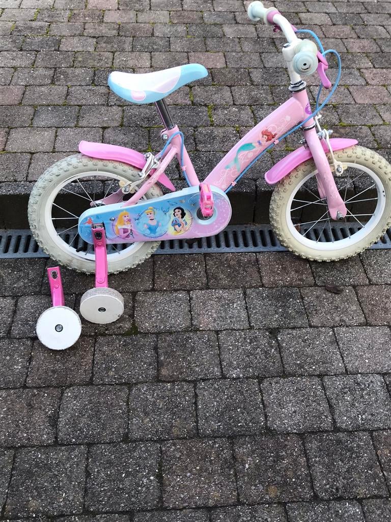 Meisjes fiets 14 inch princes, Ophalen, Gebruikt, Minder dan 16 inch, Zijwieltjes