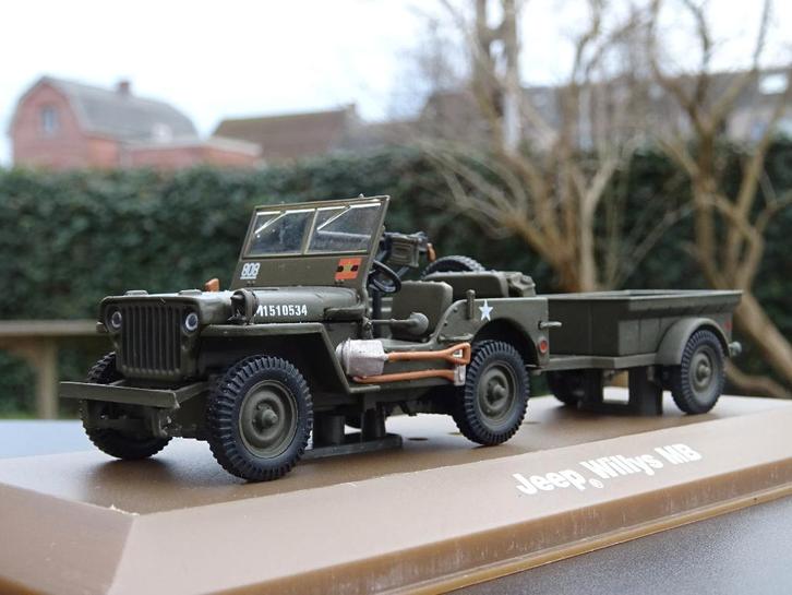 Willys Jeep met aanhanger "U.S.Army" - 1/43, Hobby en Vrije tijd, Modelauto's | 1:43, Nieuw, Auto, Ophalen of Verzenden