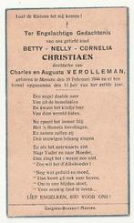 Betty CHRISTIAEN Verolleman Meesen (Mesen) 1944-1944 kind, Verzamelen, Bidprentjes en Rouwkaarten, Verzenden, Bidprentje