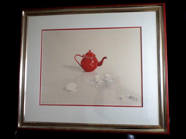 Théière avec œufs et coquilles d'œufs - Ursela Krause Oehme, Antiquités & Art, Art | Lithographies & Sérigraphies, Enlèvement ou Envoi