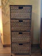 Opbergkast met 4 manden/schuiven in gevlochten waterhyacint, Huis en Inrichting, Kasten | Ladekasten, Ophalen, Zo goed als nieuw