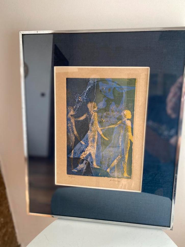 Lithographie Andre Goezu, Antiek en Kunst, Kunst | Schilderijen | Abstract, Ophalen of Verzenden