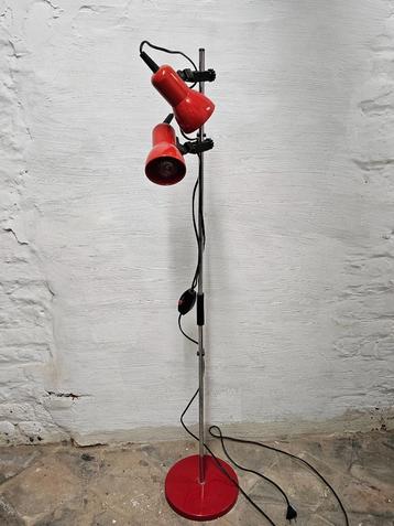 ORIGINAL 1970S DANISH RED DOUBLE SPOTLIGHT FLOOR LAMP, Enlèvement