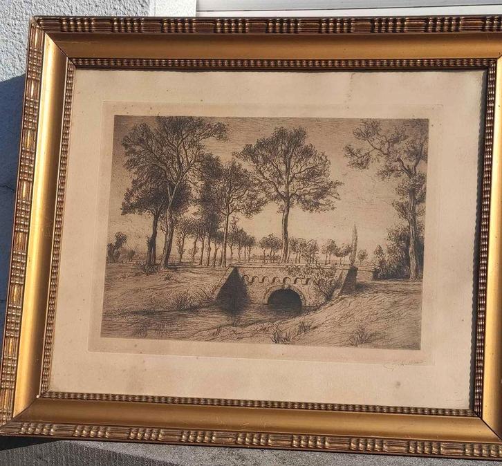 Gravure Jemappes signe Victor dieu, Antiek en Kunst, Kunst | Etsen en Gravures, Ophalen of Verzenden