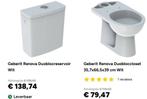 Toilet  en Duoreservoir Geberit -nieuw - verkeerde aankoop-, Doe-het-zelf en Bouw, Ophalen, Nieuw, Steen, Toilet