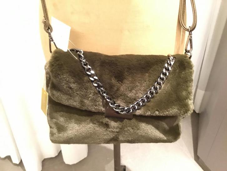 Tom & Eva Paris, Groene bont schoudertas, NIEUW, Bijoux, Sacs & Beauté, Sacs | Sacs à bandoulière, Neuf, Autres marques, Vert