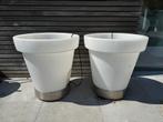 LED bloempot WIT, Ophalen, Kunststof, 40 cm of meer, Rond