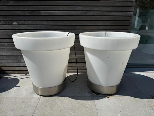 LED bloempot WIT, Tuin en Terras, Bloempotten, Zo goed als nieuw, Kunststof, Binnen, Balkon, Tuin, 40 tot 70 cm, 40 cm of meer